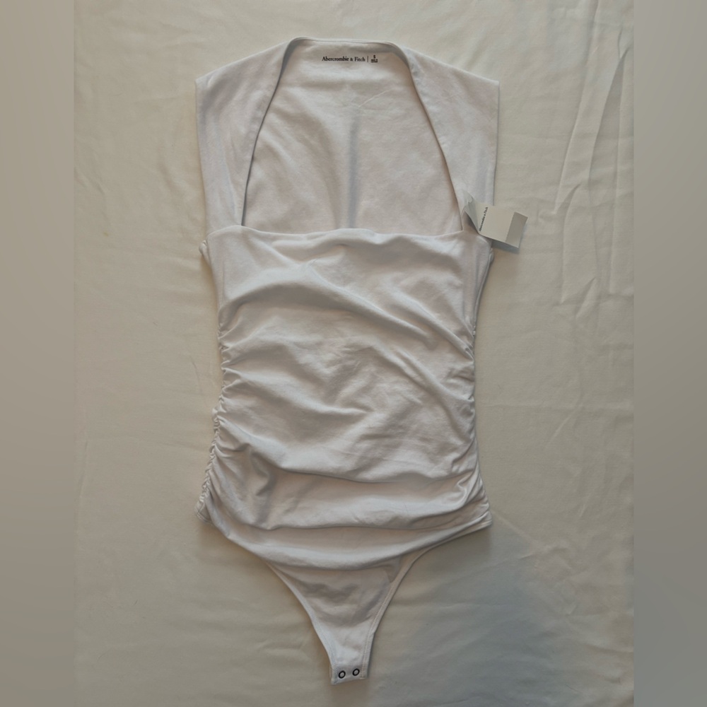 Abercrombie & Fitch Cotton-Blend Seamless Fabric Ruched Portrait Bodysuit